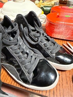 Pastry Black and Gray High-Top Kids Sneakers with White Sole
